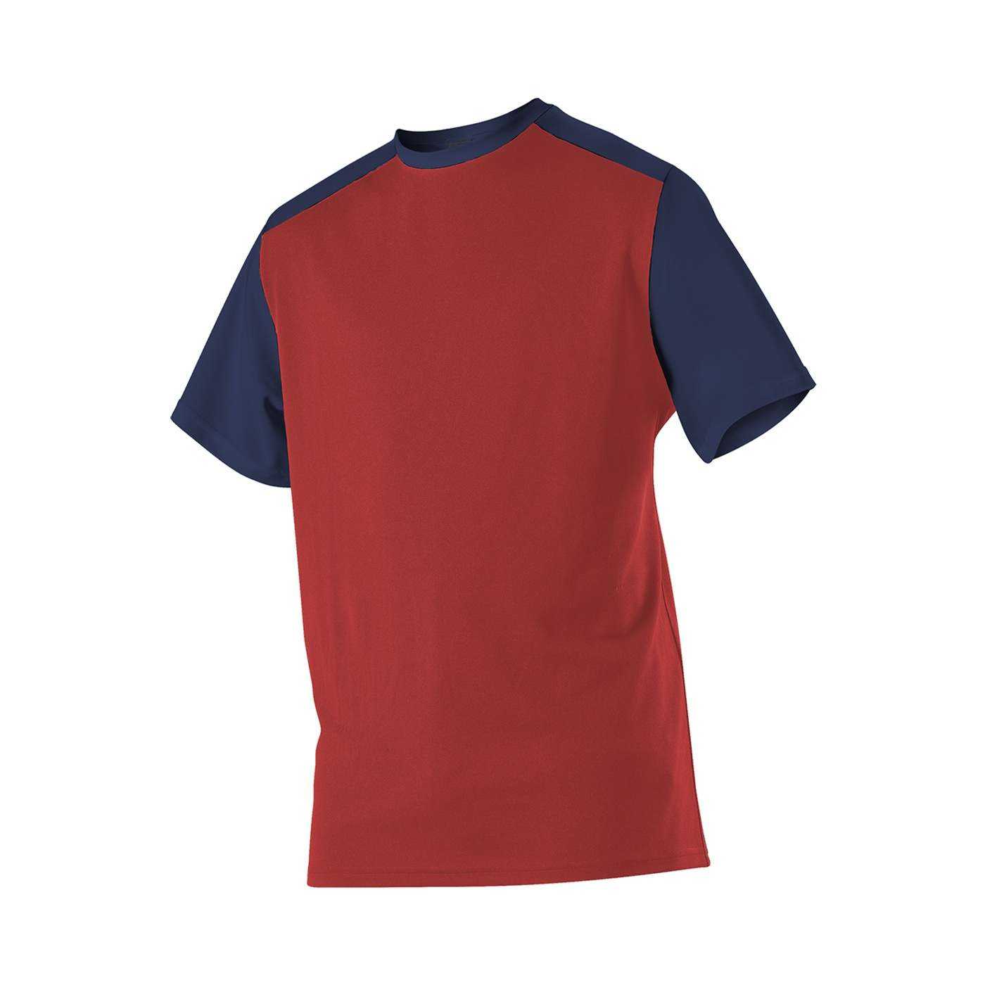 Alleson Athletic 532CJY Youth Crew Neck Baseball Jersey - Red Navy - HIT a Double - 1