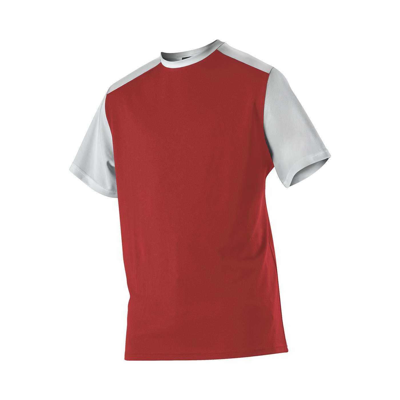 Alleson Athletic 532CJY Youth Crew Neck Baseball Jersey - Red White - HIT a Double - 1