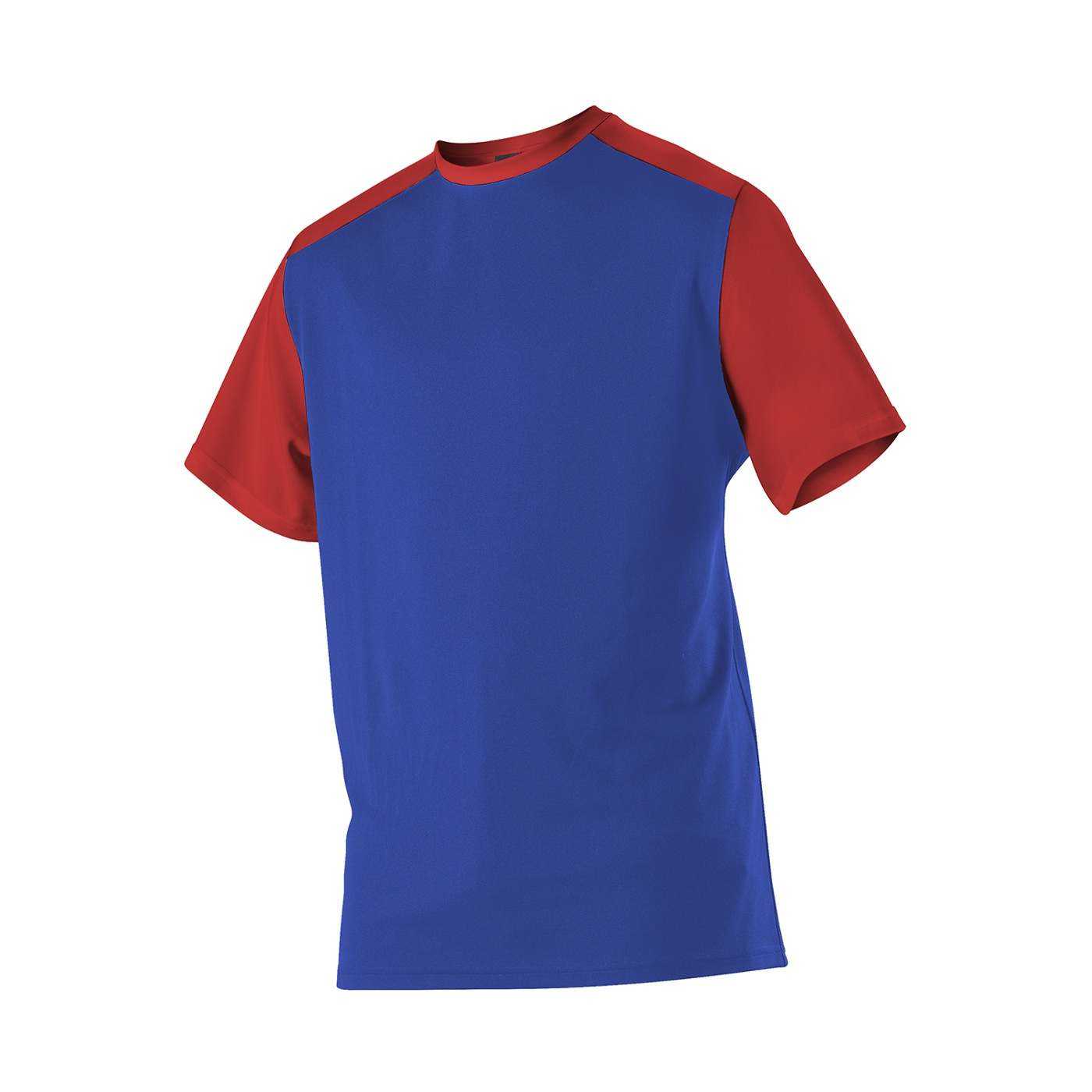 Alleson Athletic 532CJY Youth Crew Neck Baseball Jersey - Royal Red - HIT a Double - 1