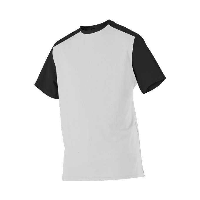 Alleson Athletic 532CJY Youth Crew Neck Baseball Jersey - White Black - HIT a Double - 1