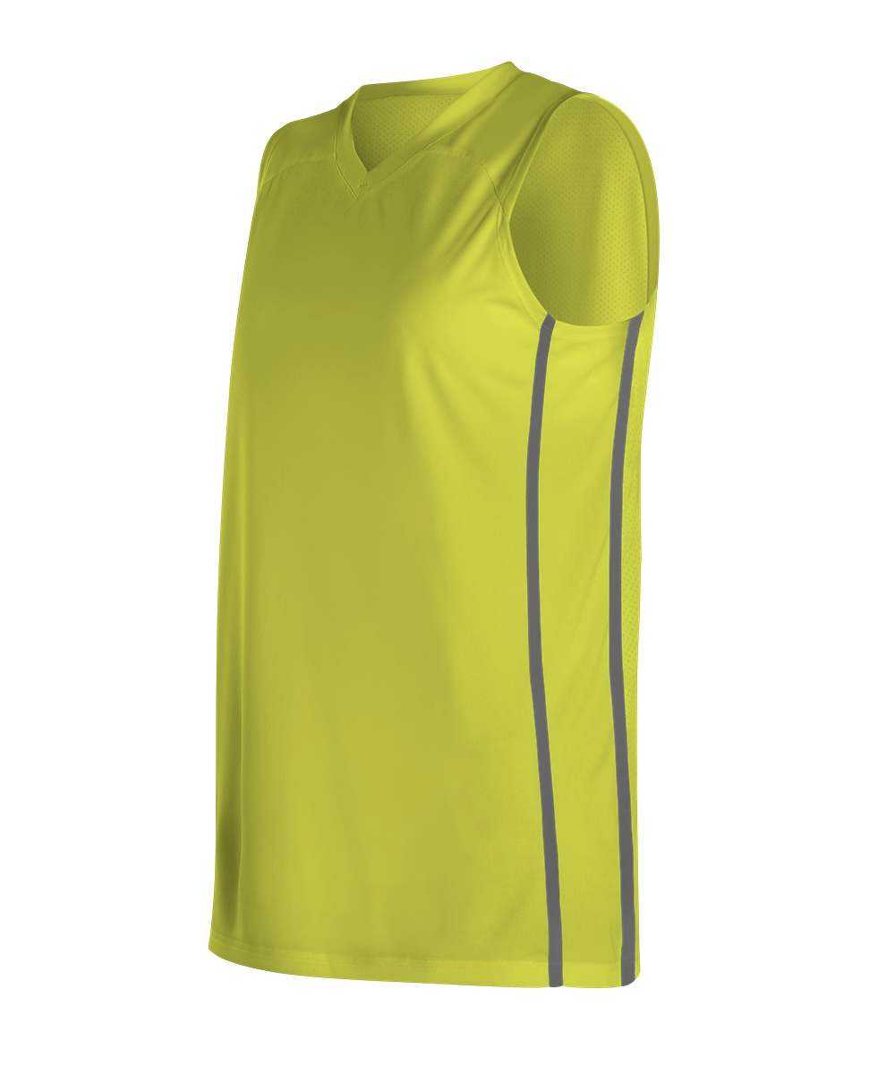 Alleson Athletic 535JW Women&#39;s Basketball Jersey - Lime Charcoal - HIT a Double - 1