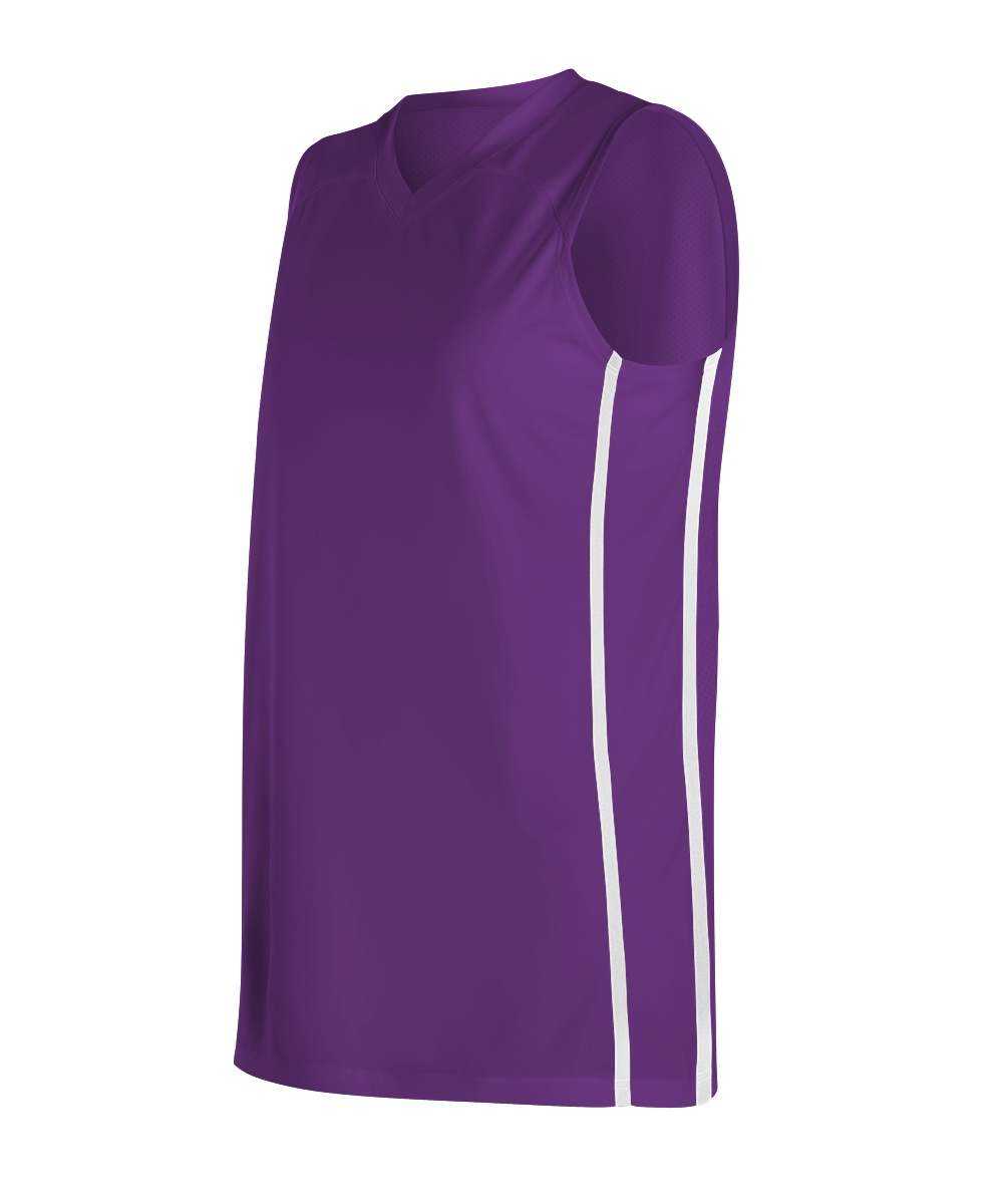 Alleson Athletic 535JW Women&#39;s Basketball Jersey - Purple White - HIT a Double - 1