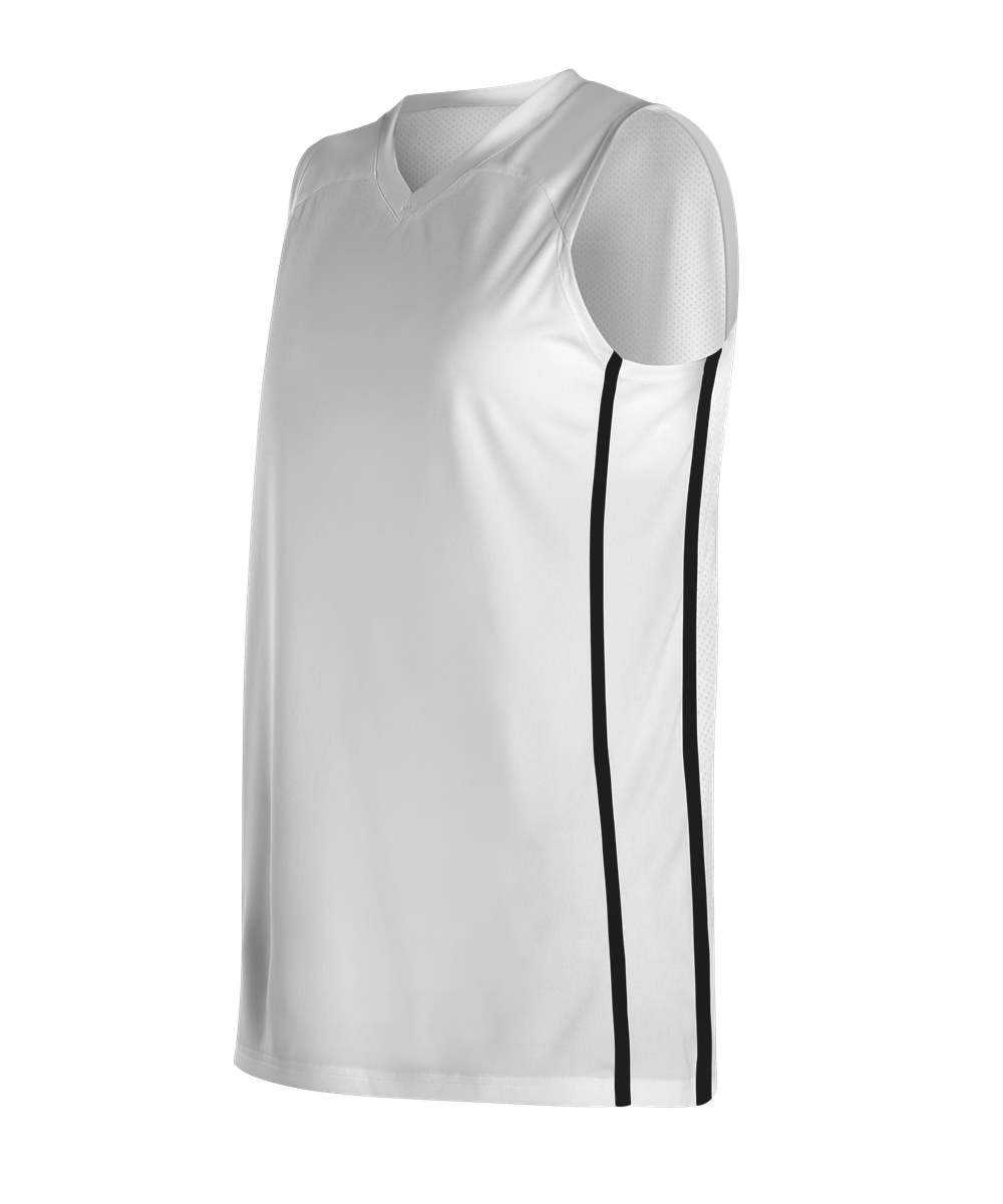 Alleson Athletic 535JW Women&#39;s Basketball Jersey - White Black - HIT a Double - 1