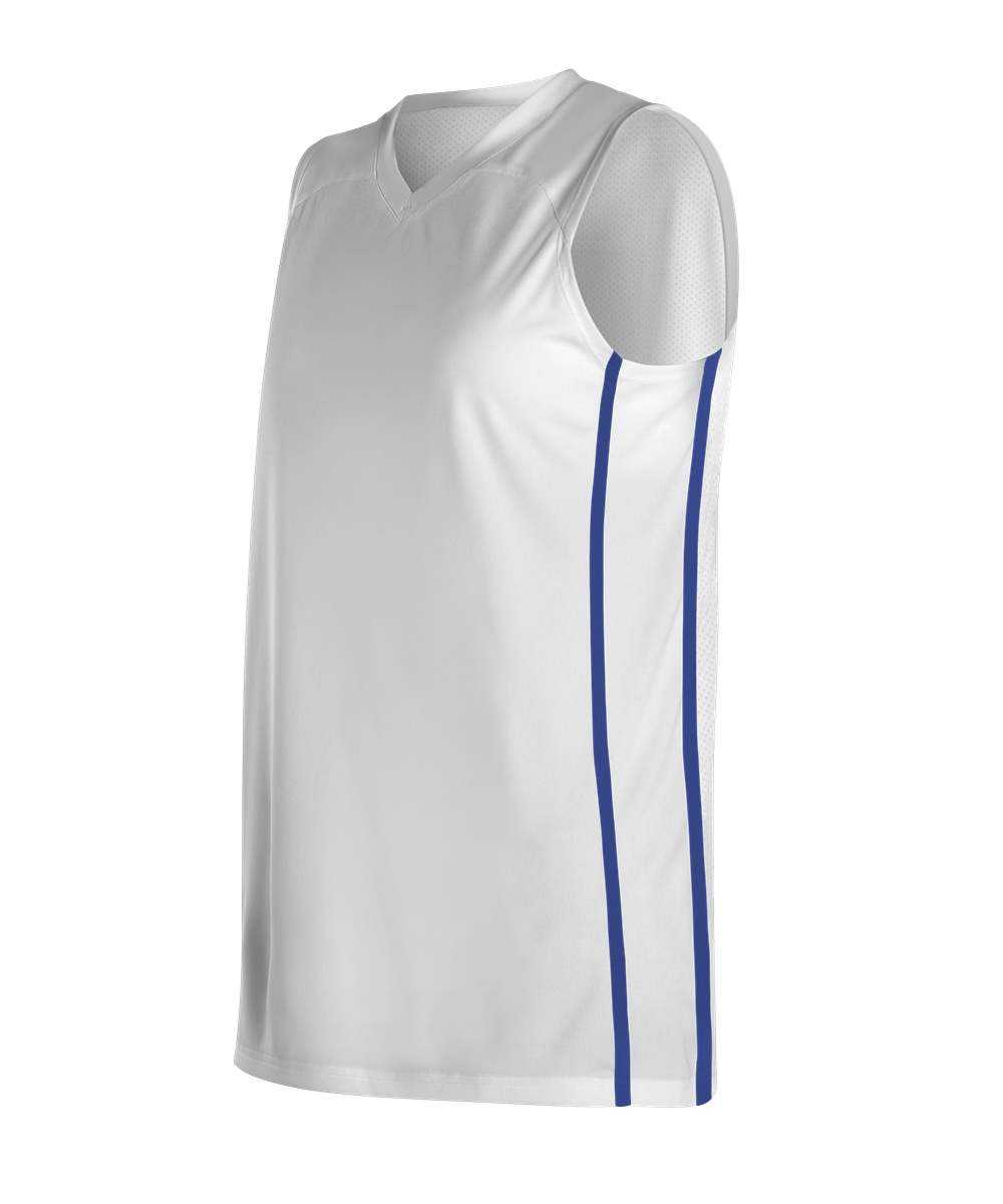 Alleson Athletic 535JW Women&#39;s Basketball Jersey - White Royal - HIT a Double - 1