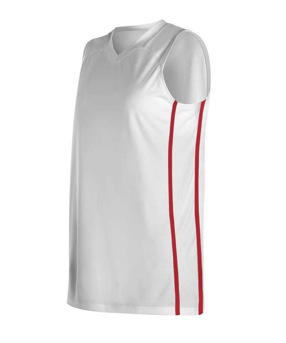 Alleson Athletic 535JW Women&#39;s Basketball Jersey - White Scarlet - HIT a Double - 1