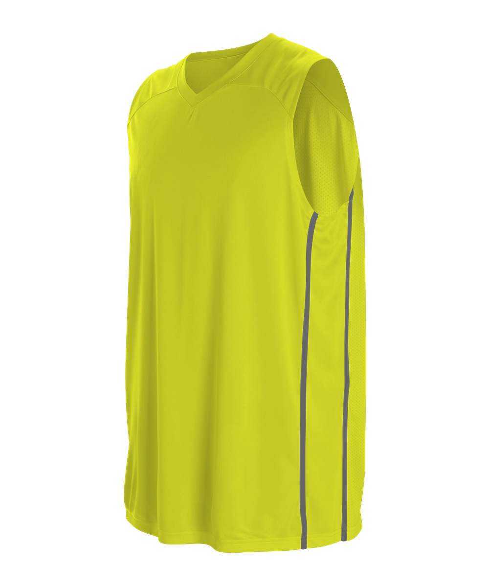 Alleson Athletic 535JY Youth Basketball Jersey - Lime Charcoal - HIT a Double - 1