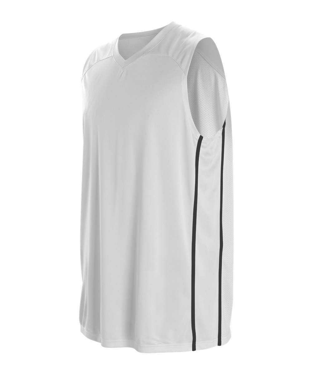 Alleson Athletic 535JY Youth Basketball Jersey - White Black - HIT a Double - 1
