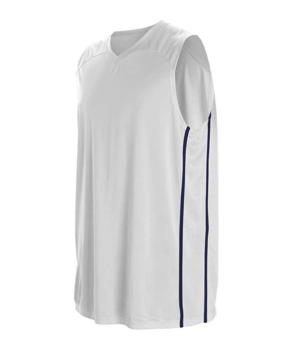Alleson Athletic 535JY Youth Basketball Jersey - White Navy - HIT a Double - 1