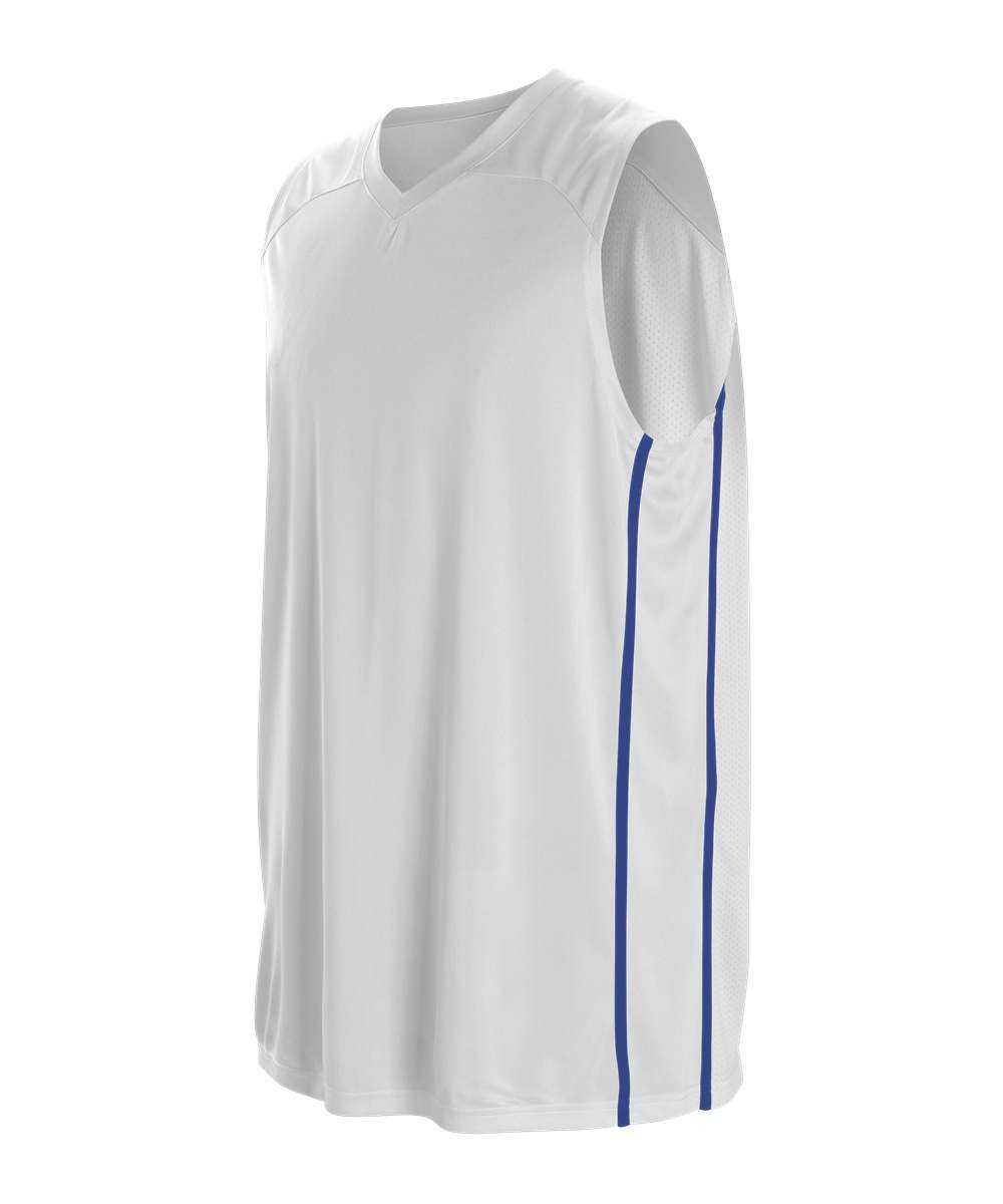 Alleson Athletic 535JY Youth Basketball Jersey - White Royal - HIT a Double - 1
