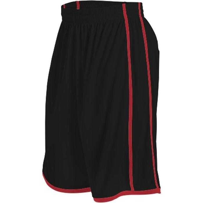 Alleson Athletic 535PW Women&#39;s Basketball Short - Black Scarlet - HIT a Double - 1