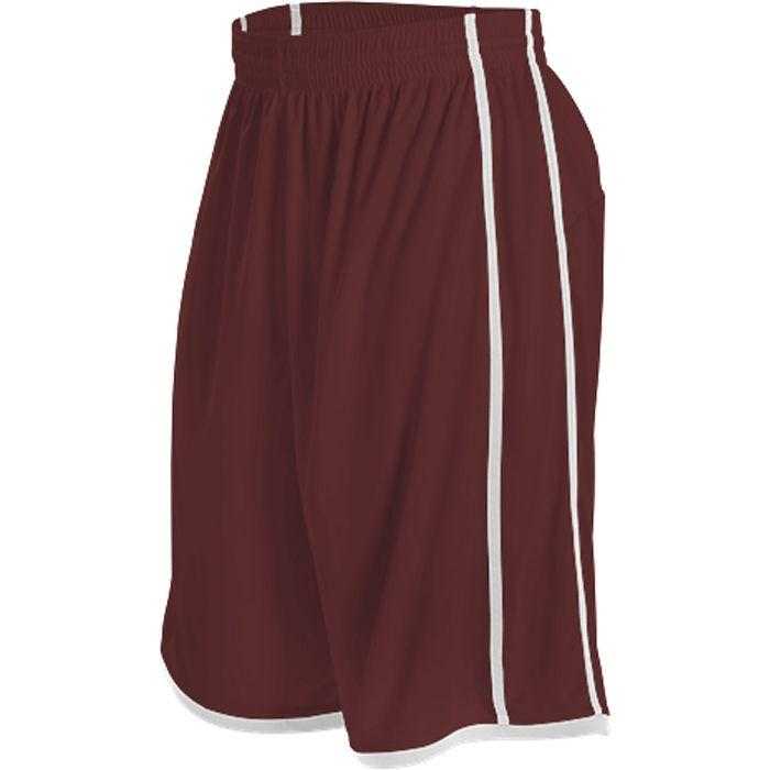 Alleson Athletic 535PW Women's Basketball Short - Maroon White - HIT a Double - 1