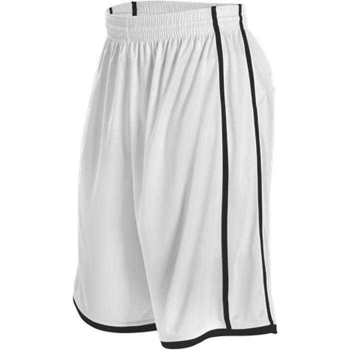 Alleson Athletic 535PW Women&#39;s Basketball Short - White Black - HIT a Double - 1