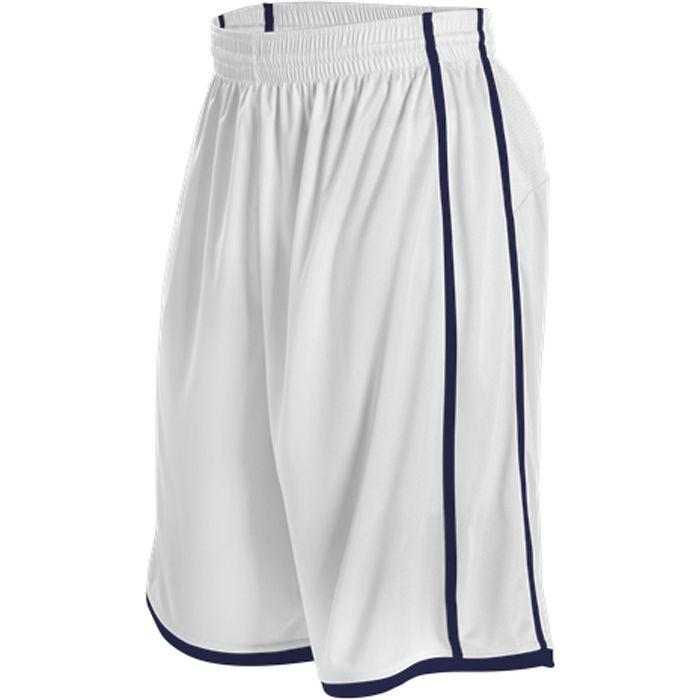 Alleson Athletic 535PW Women&#39;s Basketball Short - White Navy - HIT a Double - 1