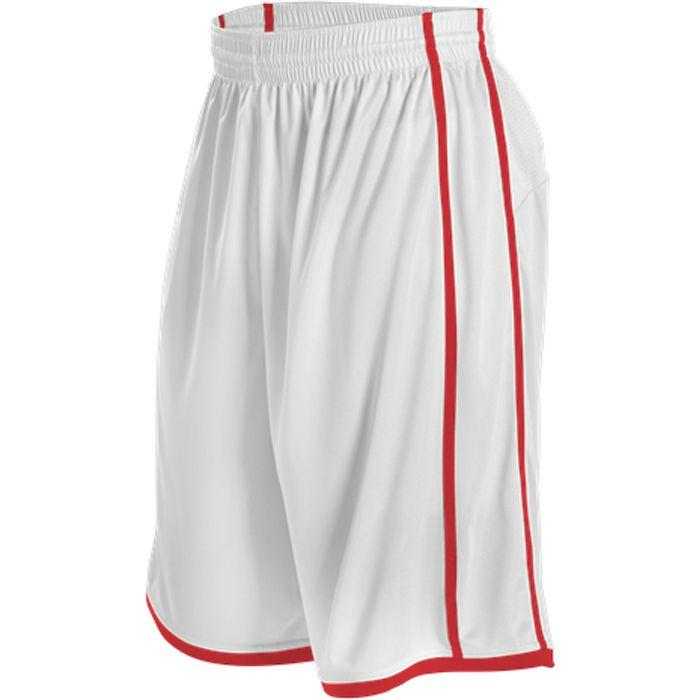 Alleson Athletic 535PW Women&#39;s Basketball Short - White Scarlet - HIT a Double - 1