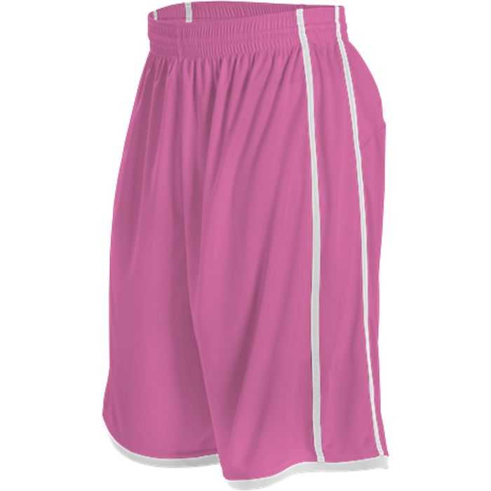 Alleson Athletic 535PY Youth Basketball Short - Pink White - HIT a Double - 1