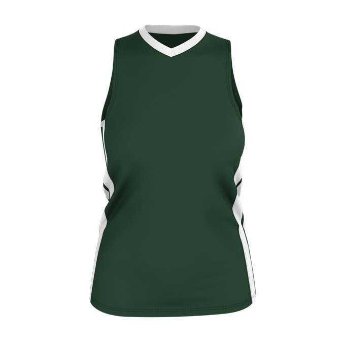 Alleson Athletic 538JW Womens Single Ply Basketball Jersey - Forest White - HIT a Double - 1