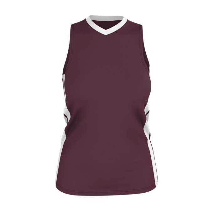Alleson Athletic 538JW Womens Single Ply Basketball Jersey - Light Maroon White - HIT a Double - 1