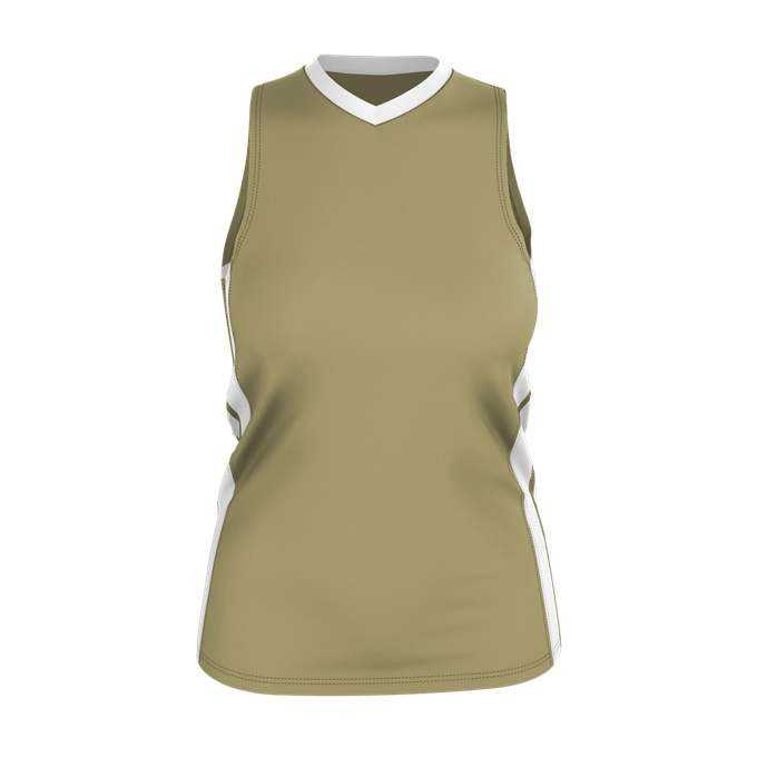 Alleson Athletic 538JW Womens Single Ply Basketball Jersey - Vegas Gold White - HIT a Double - 1