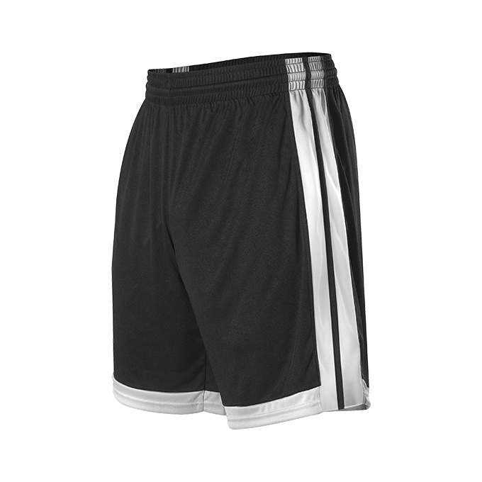 Alleson Athletic 538PW Womens Single Ply Basketball Short - Black White - HIT a Double - 1