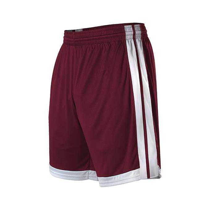 Alleson Athletic 538PW Womens Single Ply Basketball Short - Light Maroon White - HIT a Double - 1