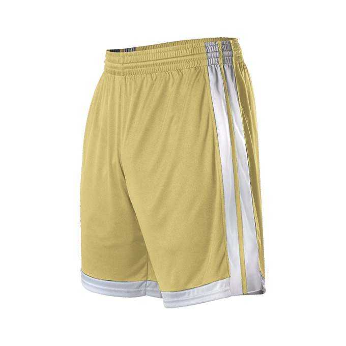 Alleson Athletic 538PW Womens Single Ply Basketball Short - Vegas Gold White - HIT a Double - 1