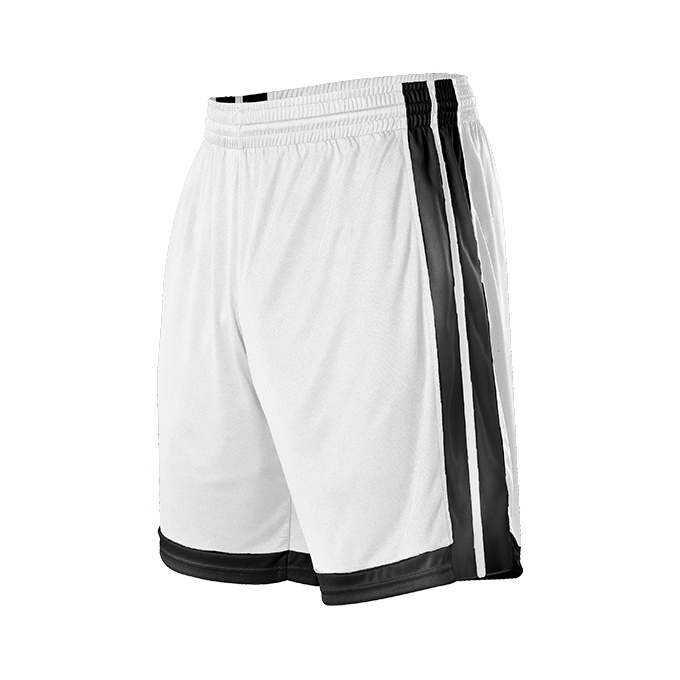 Alleson Athletic 538PW Womens Single Ply Basketball Short - White Black - HIT a Double - 1