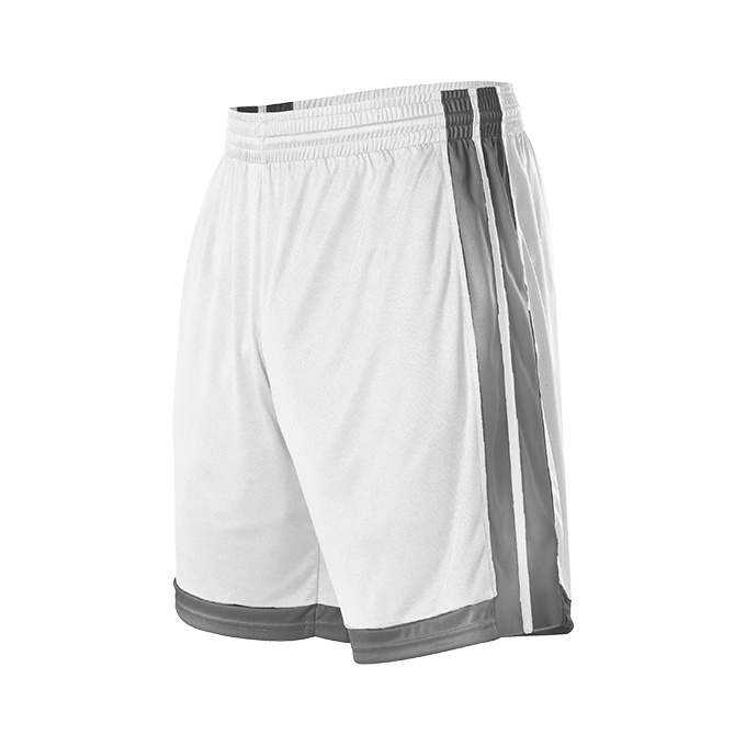 Alleson Athletic 538PW Womens Single Ply Basketball Short - White Charcoal - HIT a Double - 1