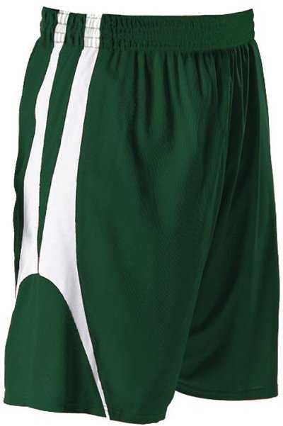 Alleson Athletic 54MMPY Youth Reversible Basketball Short - Forest White - HIT a Double - 1