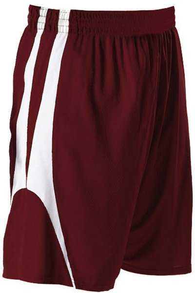Alleson Athletic 54MMPY Youth Reversible Basketball Short - Maroon White - HIT a Double - 1