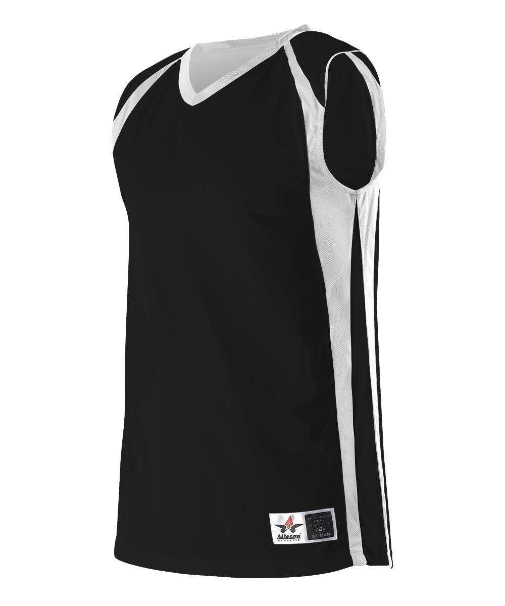 Alleson Athletic 54MMRW Women&#39;s Reversible Basketball Jersey - Black White - HIT a Double - 1