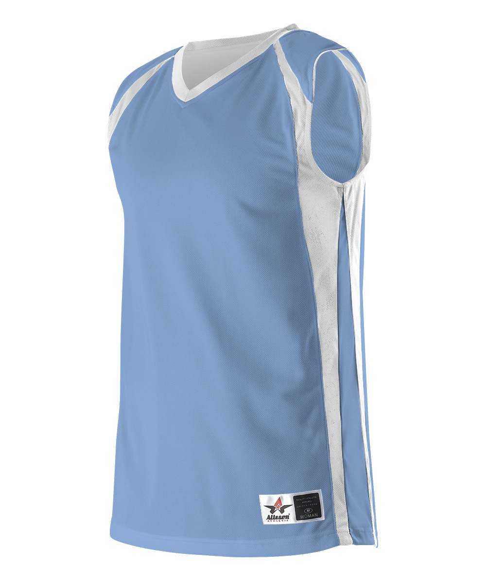 Alleson Athletic 54MMRW Women&#39;s Reversible Basketball Jersey - Carolina Blue White - HIT a Double - 1