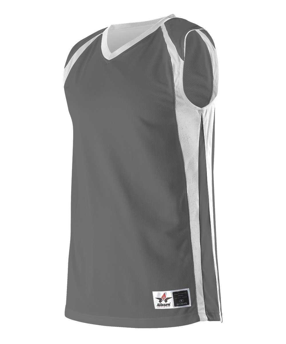 Alleson Athletic 54MMRW Women&#39;s Reversible Basketball Jersey - Charcoal White - HIT a Double - 1