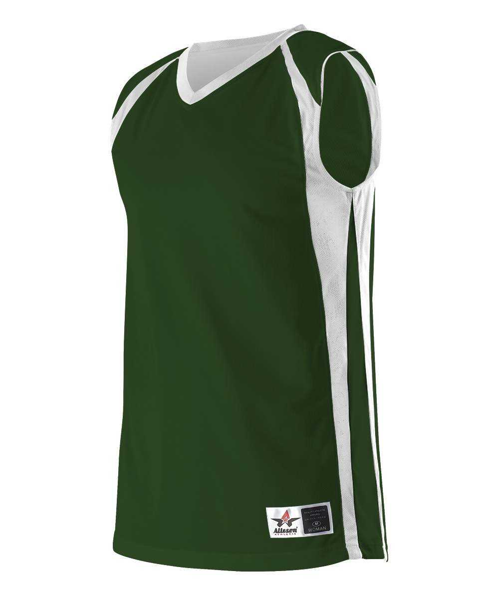 Alleson Athletic 54MMRW Women&#39;s Reversible Basketball Jersey - Forest White - HIT a Double - 1