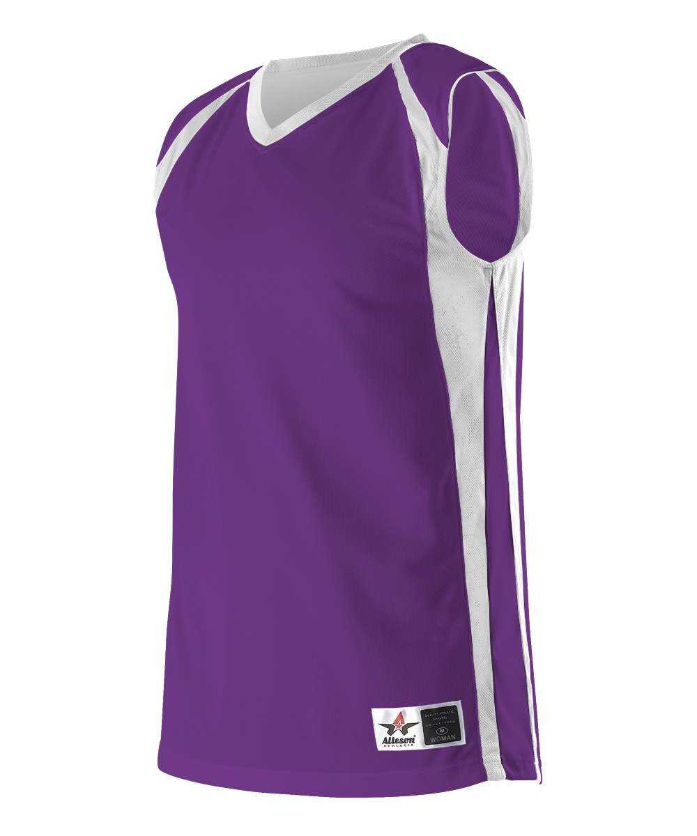 Alleson Athletic 54MMRW Women&#39;s Reversible Basketball Jersey - Purple White - HIT a Double - 1