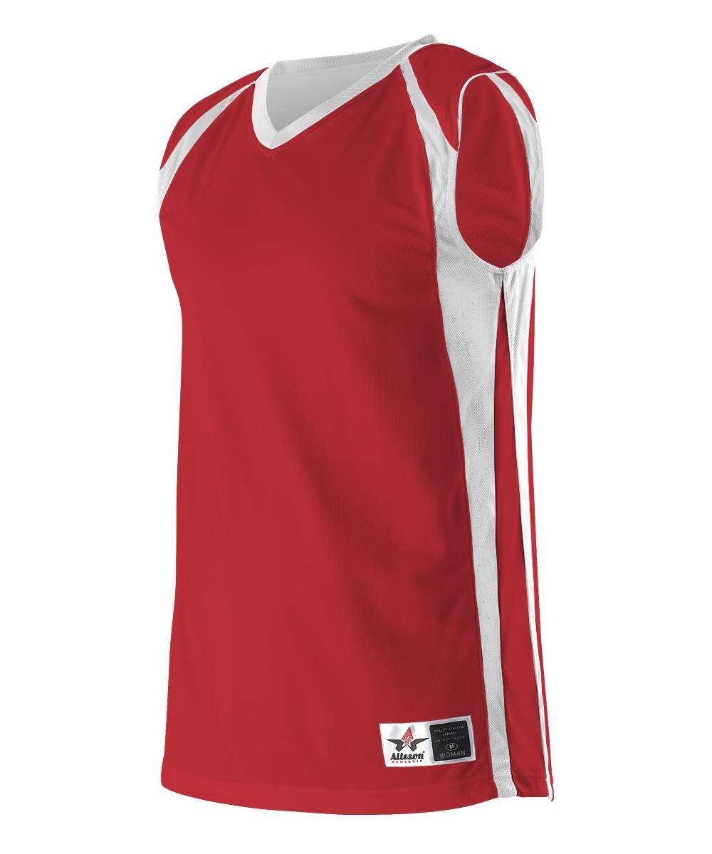 Alleson Athletic 54MMRW Women&#39;s Reversible Basketball Jersey - Scarlet White - HIT a Double - 1