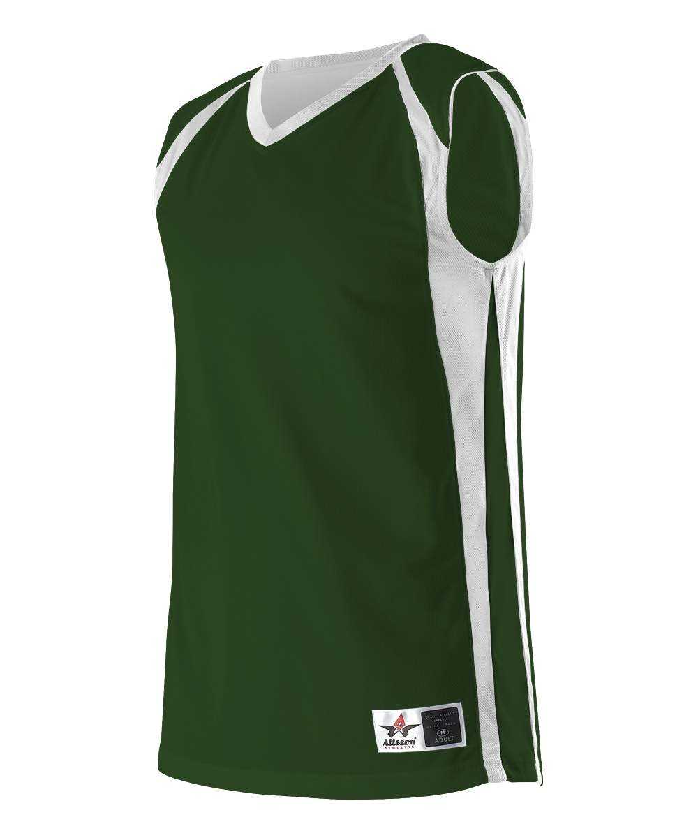 Alleson Athletic 54MMRY Youth Reversible Basketball Jersey - Forest White - HIT a Double - 1