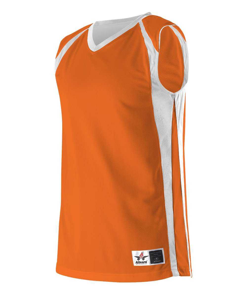 Alleson Athletic 54MMR Men&#39;s Reversible Basketball Jersey - Orange White - HIT a Double - 1