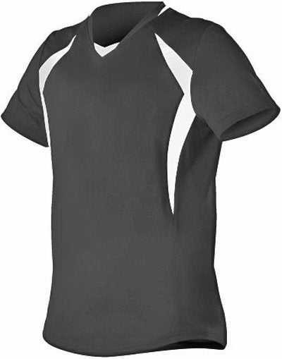 Alleson Athletic 552JG Girl&#39;s Short Sleeve Fastpitch Jersey - Black White - HIT a Double - 1