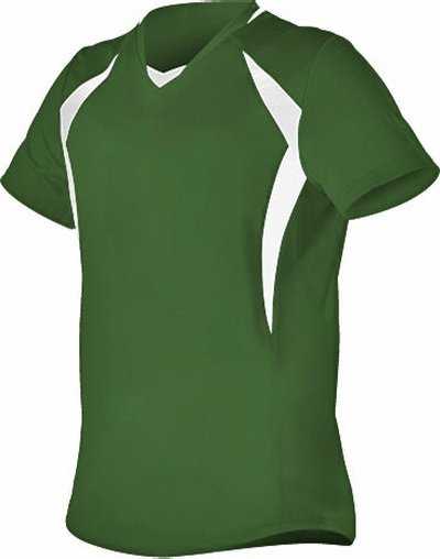 Alleson Athletic 552JG Girl&#39;s Short Sleeve Fastpitch Jersey - Dark Green White - HIT a Double - 1