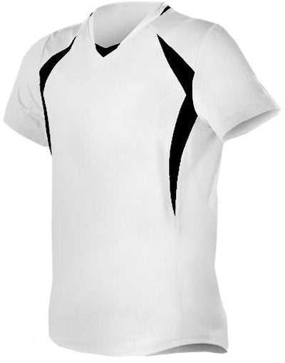 Alleson Athletic 552JG Girl&#39;s Short Sleeve Fastpitch Jersey - White Black - HIT a Double - 1