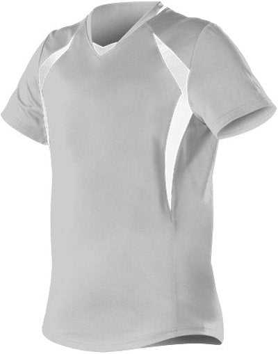 Alleson Athletic 552JW Women&#39;s Short Sleeve Fastpitch Jersey - Gray White - HIT a Double - 1