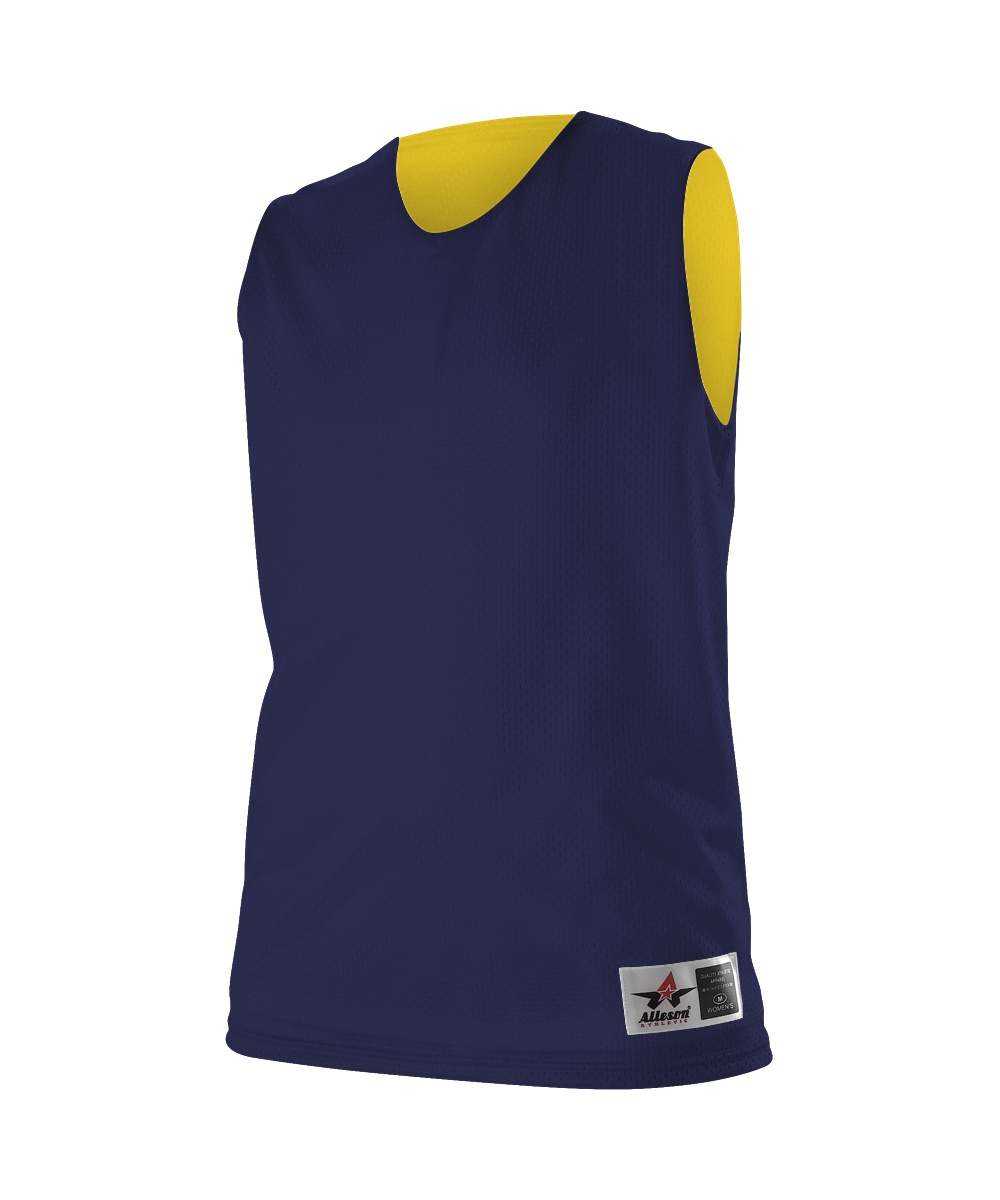 Alleson Athletic 560RW Women's Reversible Mesh Tank - Navy Gold - HIT a Double - 1