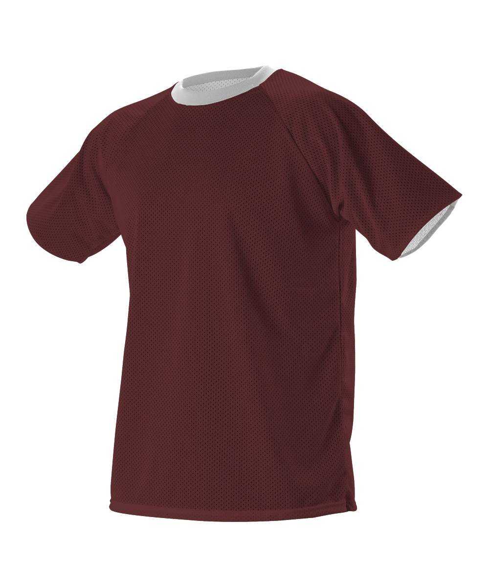 Alleson Athletic 56REVY Youth Extreme Mesh Reversible Jersey - Maroon White - HIT a Double - 1