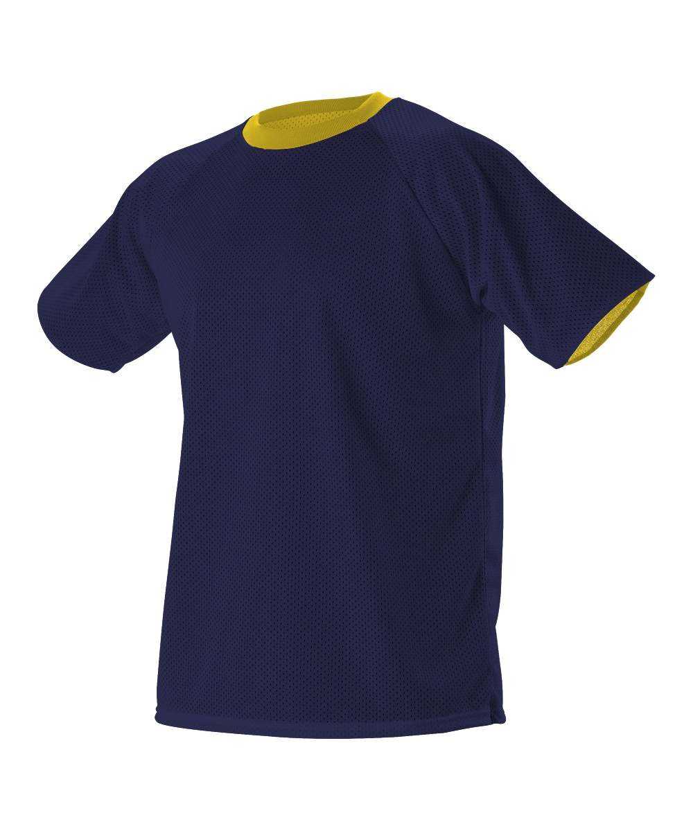 Alleson Athletic 56REVY Youth Extreme Mesh Reversible Jersey - Navy Gold - HIT a Double - 1