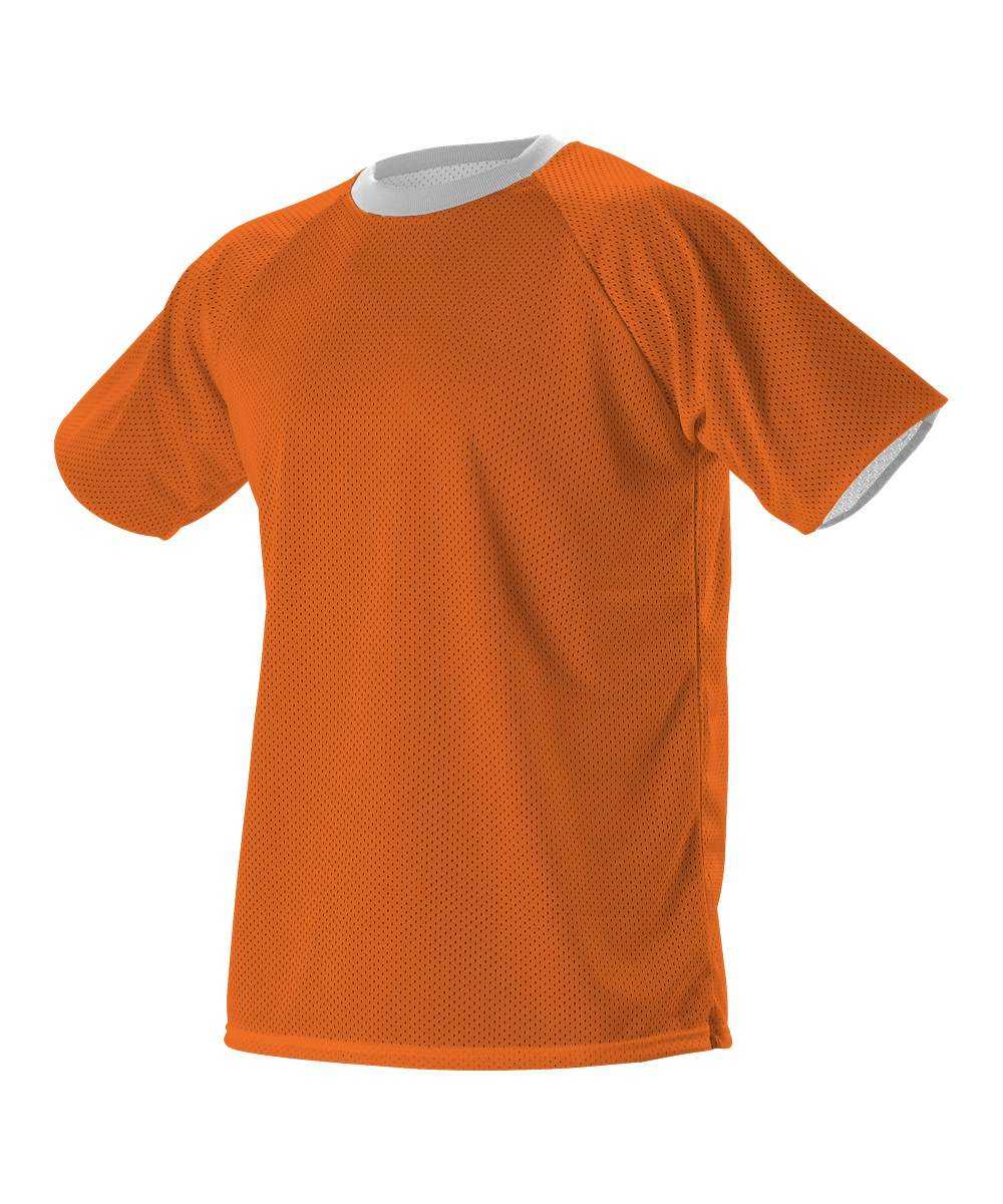 Alleson Athletic 56REVY Youth Extreme Mesh Reversible Jersey - Orange White - HIT a Double - 1