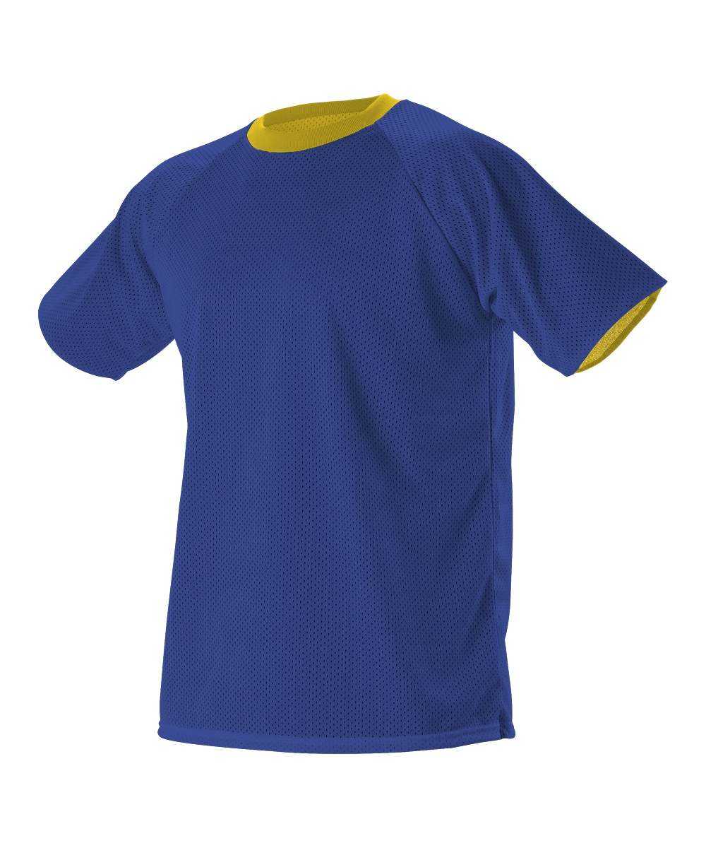 Alleson Athletic 56REVY Youth Extreme Mesh Reversible Jersey - Royal Gold - HIT a Double - 1