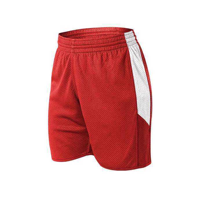 Alleson Athletic 589PSPW Womens Single Ply Reversible Short - Red White - HIT a Double - 1