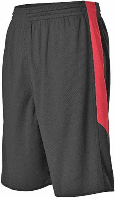 Alleson Athletic 589PSPY Youth Single Ply Reversible Short - Black Scarlet - HIT a Double - 1