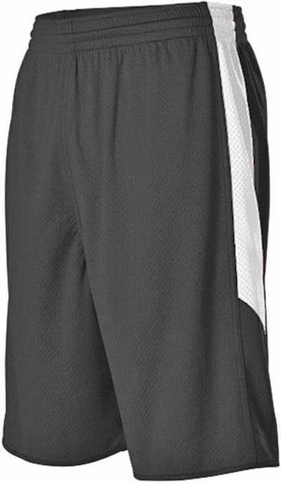Alleson Athletic 589PSPY Youth Single Ply Reversible Short - Black White - HIT a Double - 1