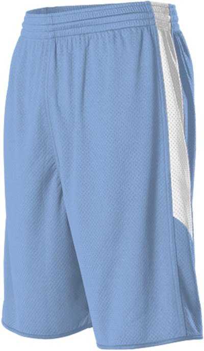 Alleson Athletic 589PSPY Youth Single Ply Reversible Short - Columbia Blue White - HIT a Double - 1
